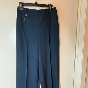 Anne Klein Dark Blue Sailor-Style Wide Leg Pants, Brand New, Never Worn - Size 2